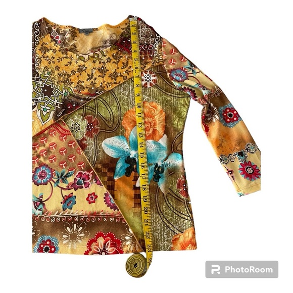 Caia XL tropical print 3/4 sleeve top EUC worn once - Picture 6 of 8